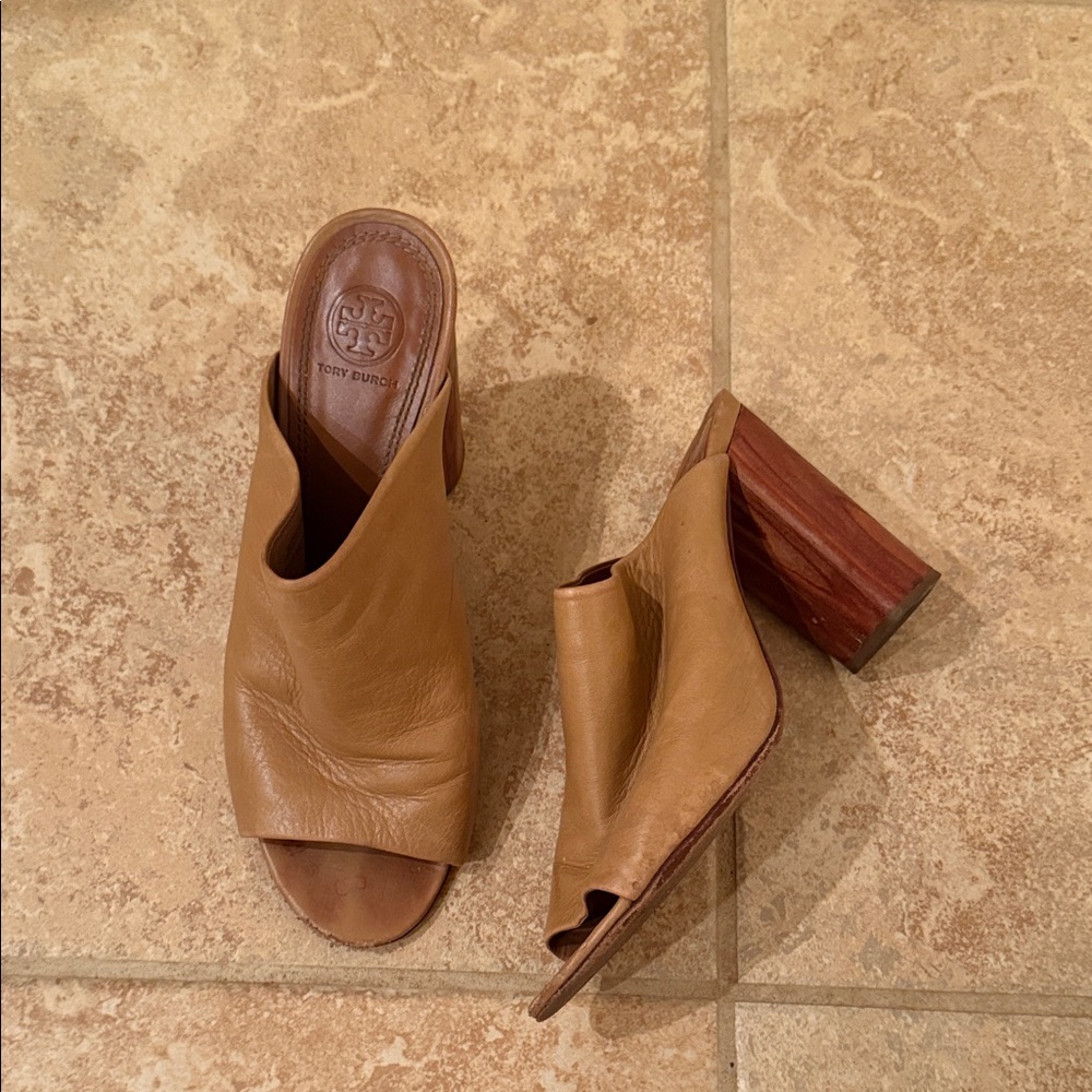 Tory Burch Brown Leather Mules